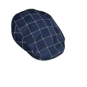 Bailey Navy Blue Checkered Men's Flat Cap Hat Newsboy Windowpane Check Winter XL
